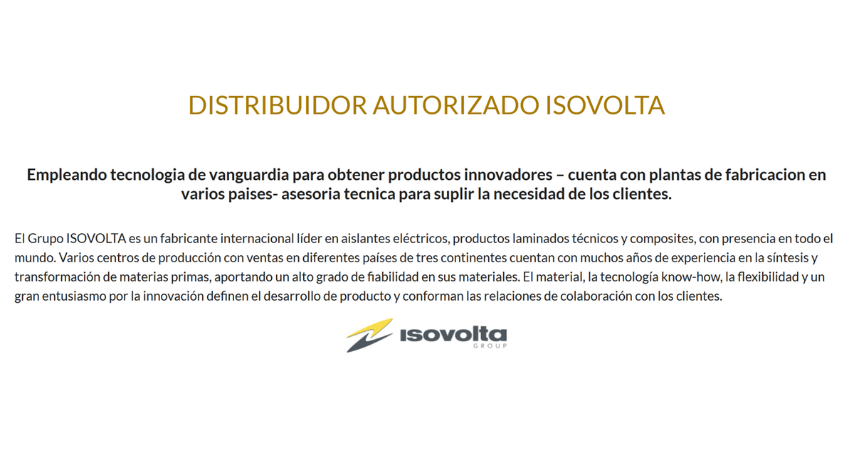 Distribuidores autorizados de ISOVOLTA